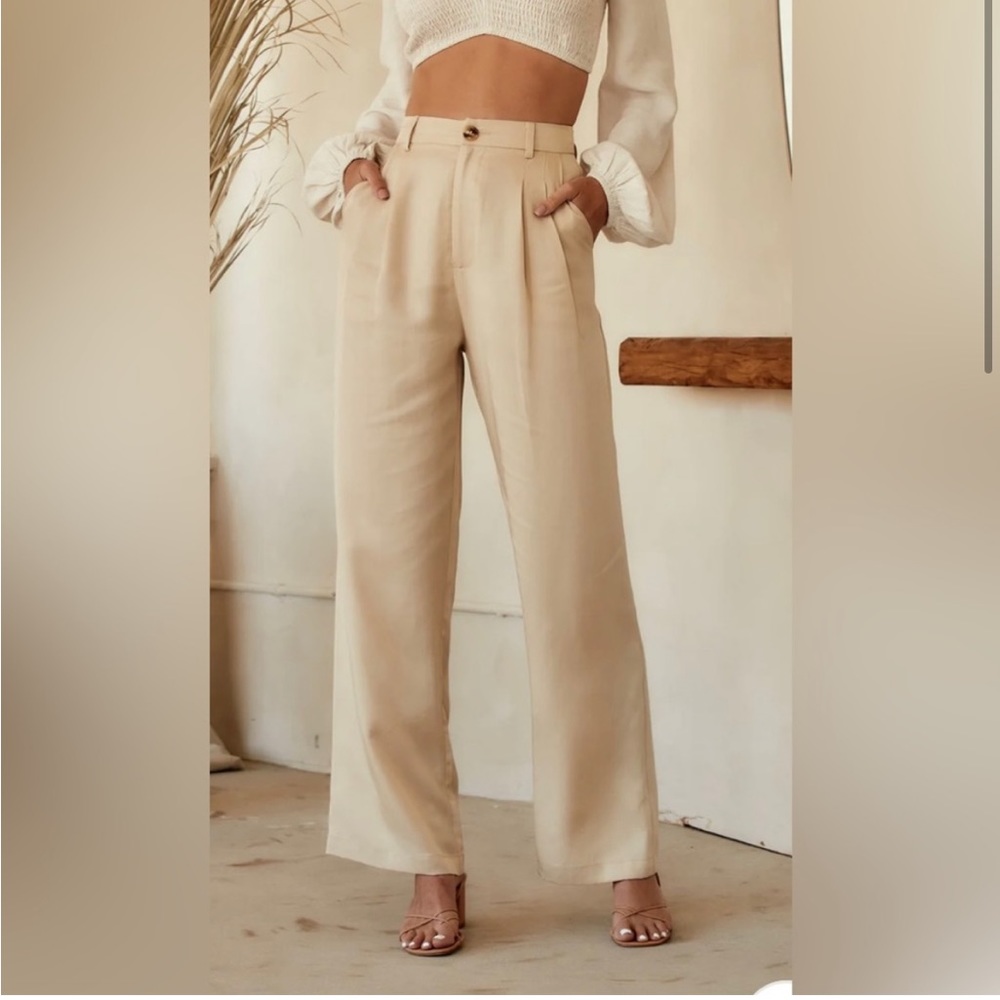 12Th TRIBE JAXON CREAM WIDE LEG TROUSERS